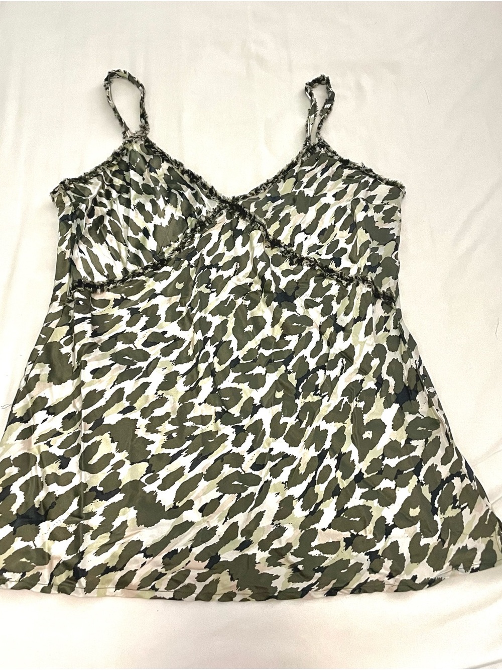 Boston Proper Olive and White Animal-Print Cami
